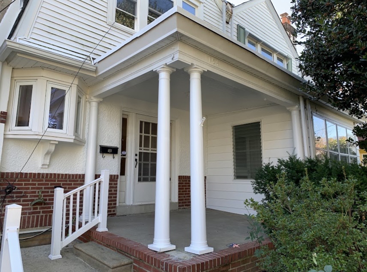Freshly painted porch and exterior trim
